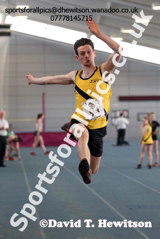 Men's long jump, NECAA Championships and Open Indoor Pentathlon, Gateshead College Academy of Sport. Photo: David T. Hewitson/Sports for All Pics